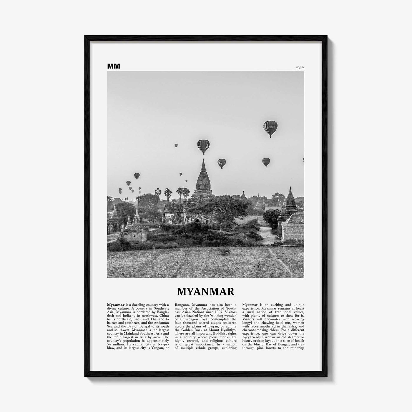 Myanmar Print Black and White, Myanmar Wall Art, Myanmar Poster, Myanmar Photo, Myanmar Decor, Burma, Nainngandaw, Yangon, Mandalay, Asia