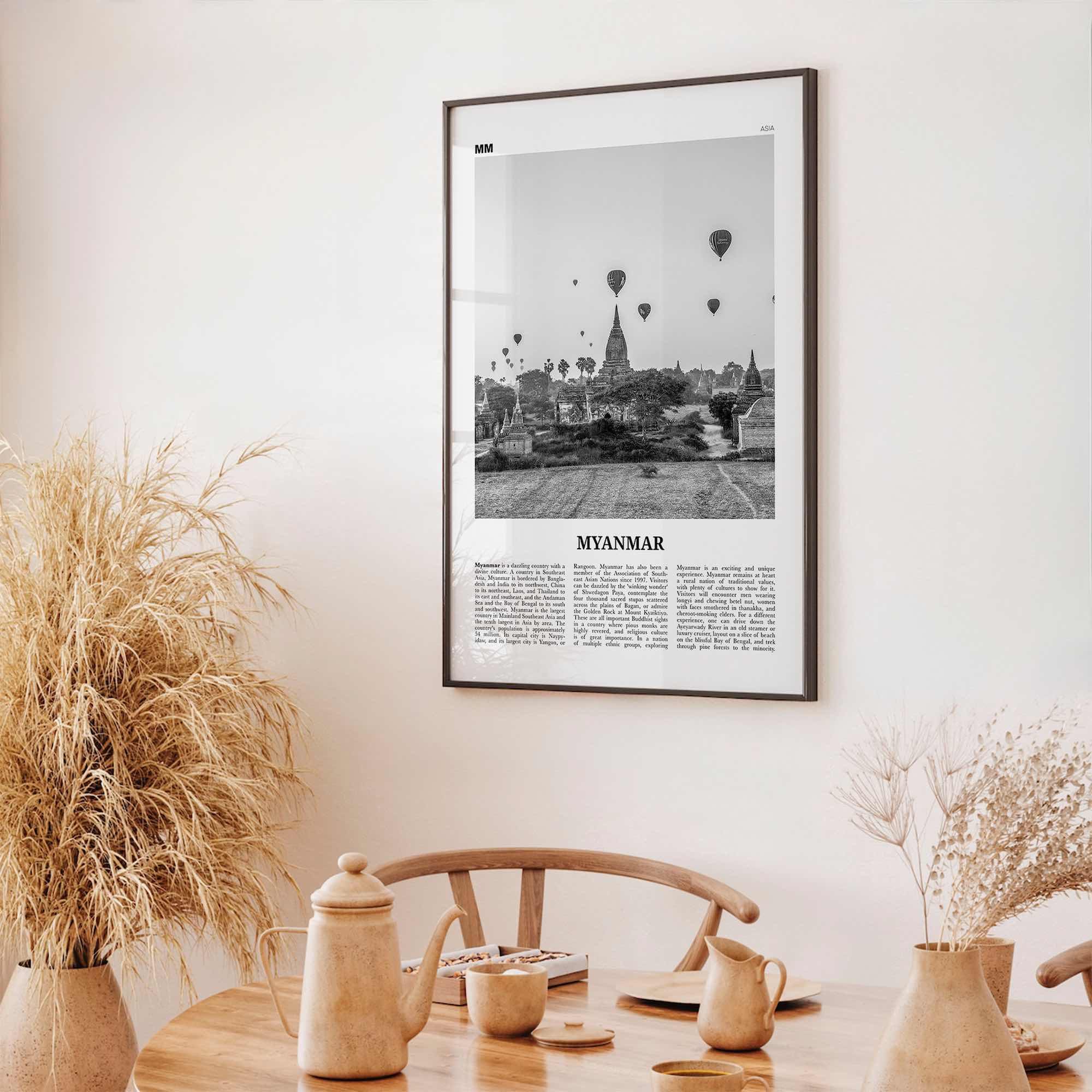 Myanmar Print Black and White, Myanmar Wall Art, Myanmar Poster, Myanmar Photo, Myanmar Decor, Burma, Nainngandaw, Yangon, Mandalay, Asia