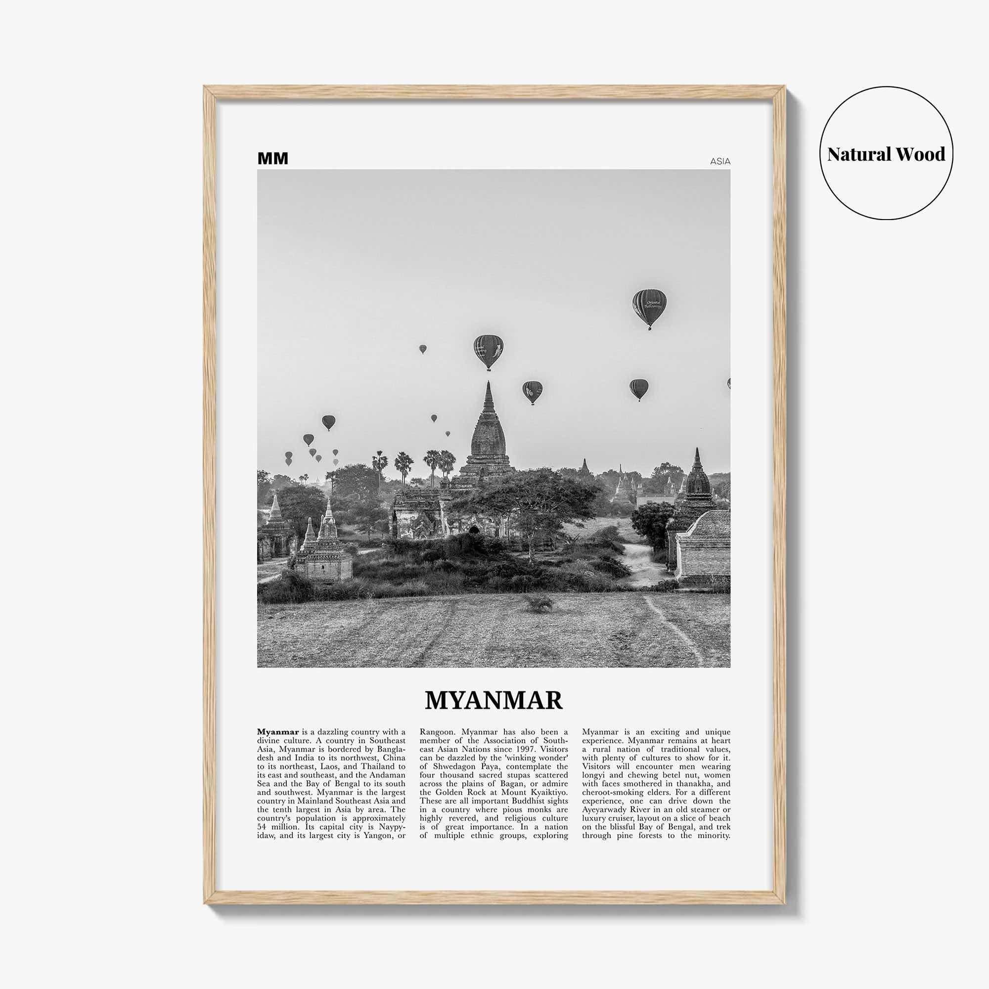 Myanmar Print Black and White, Myanmar Wall Art, Myanmar Poster, Myanmar Photo, Myanmar Decor, Burma, Nainngandaw, Yangon, Mandalay, Asia