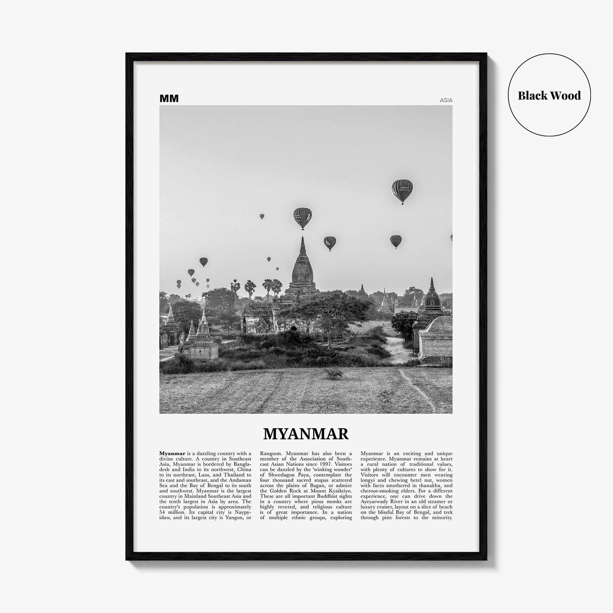 Myanmar Print Black and White, Myanmar Wall Art, Myanmar Poster, Myanmar Photo, Myanmar Decor, Burma, Nainngandaw, Yangon, Mandalay, Asia