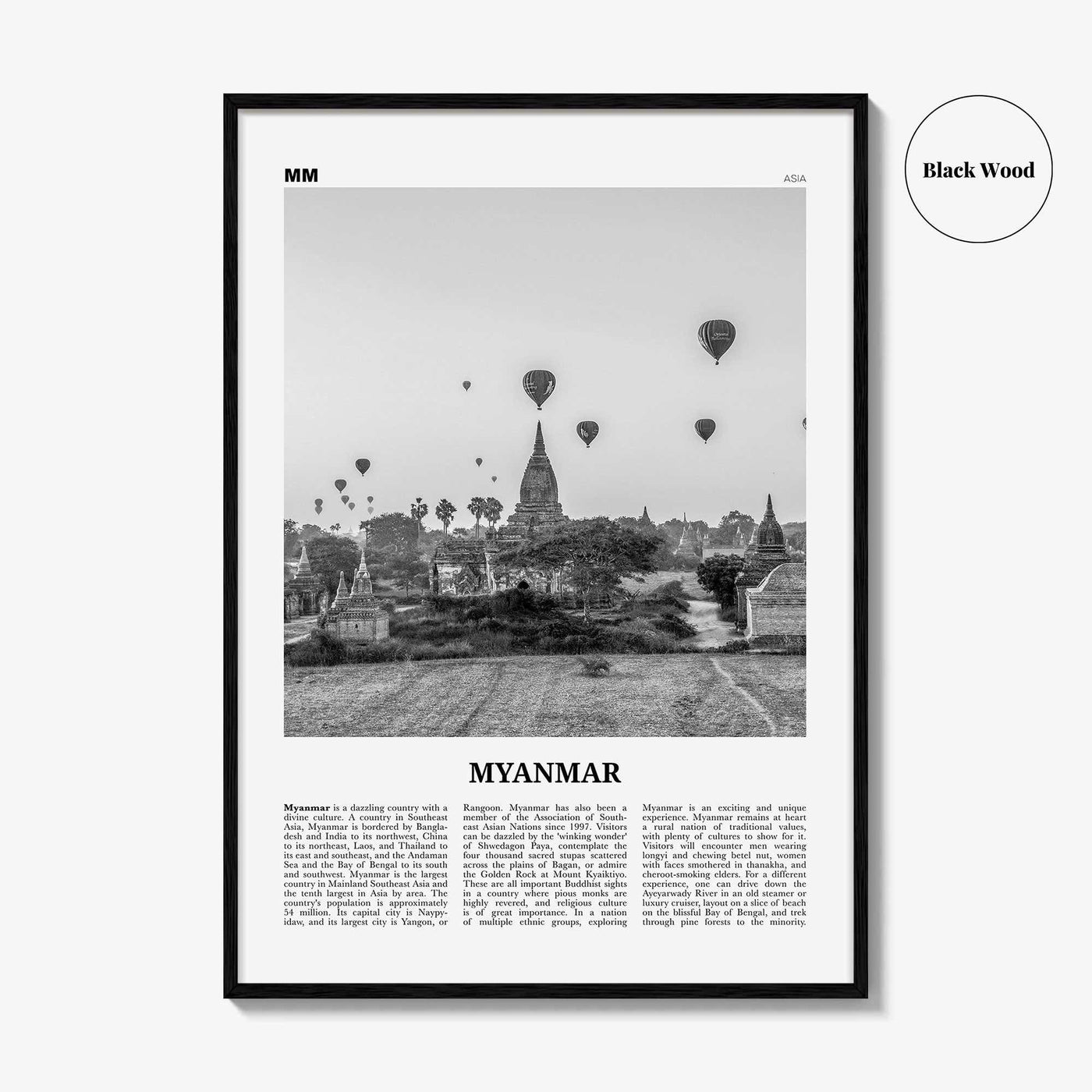 Myanmar Print Black and White, Myanmar Wall Art, Myanmar Poster, Myanmar Photo, Myanmar Decor, Burma, Nainngandaw, Yangon, Mandalay, Asia