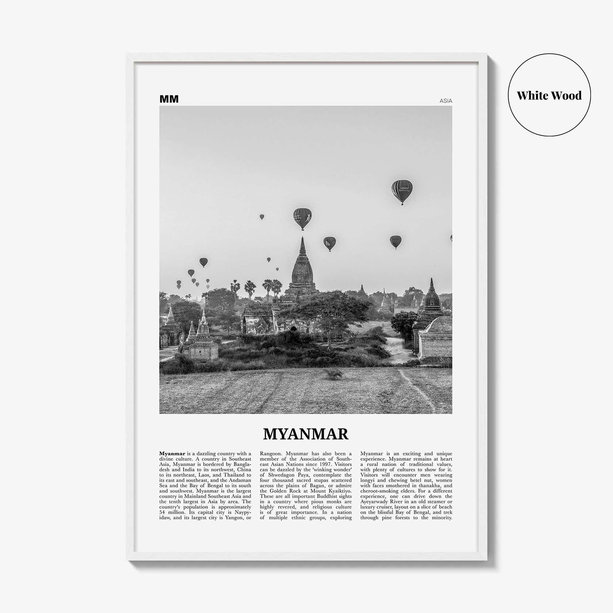 Myanmar Print Black and White, Myanmar Wall Art, Myanmar Poster, Myanmar Photo, Myanmar Decor, Burma, Nainngandaw, Yangon, Mandalay, Asia