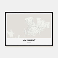 Mykonos Map Landscape Poster