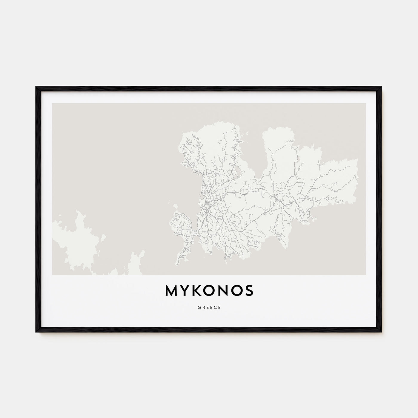 Mykonos Map Landscape Poster