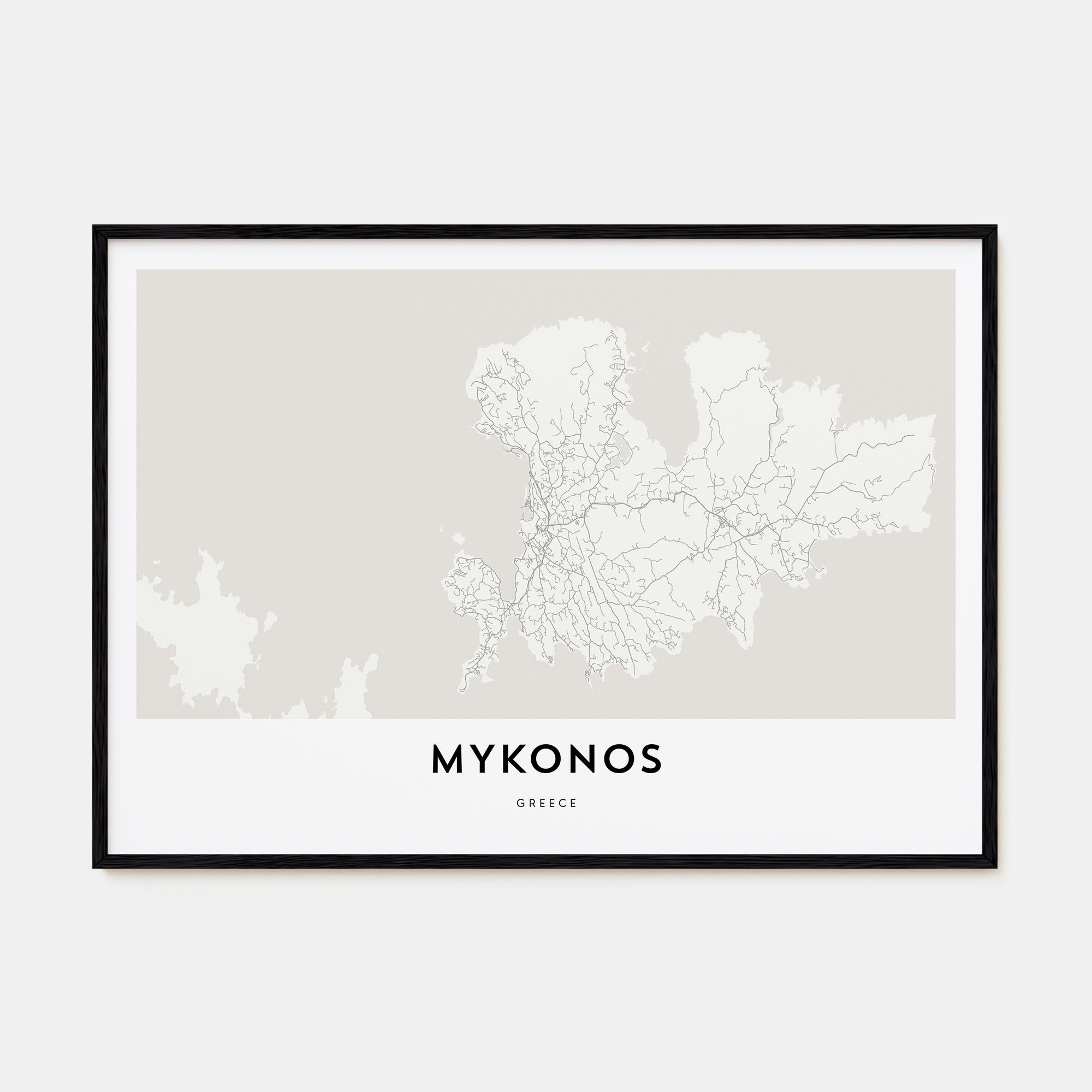 Mykonos Map Landscape Poster