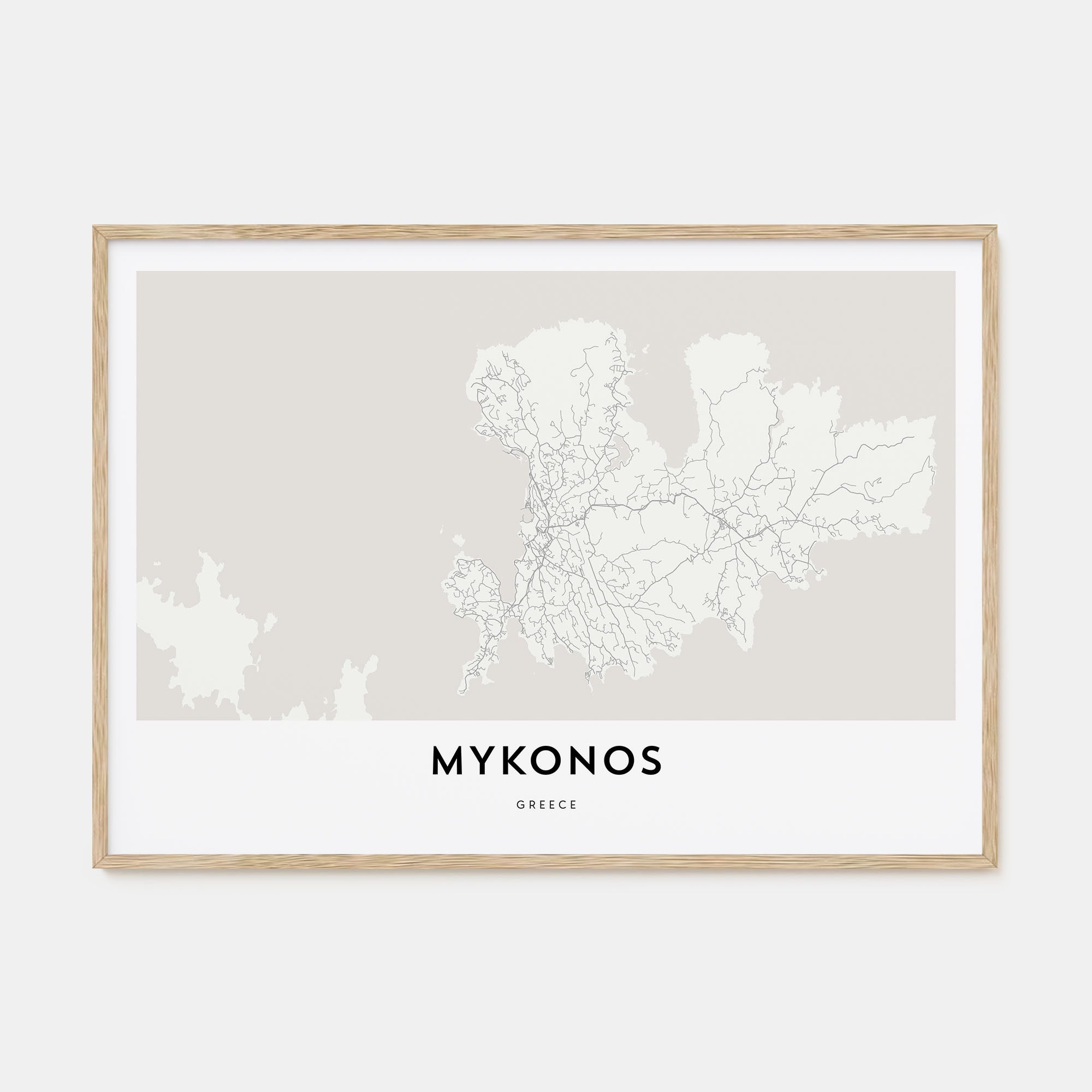 Mykonos Map Landscape Poster