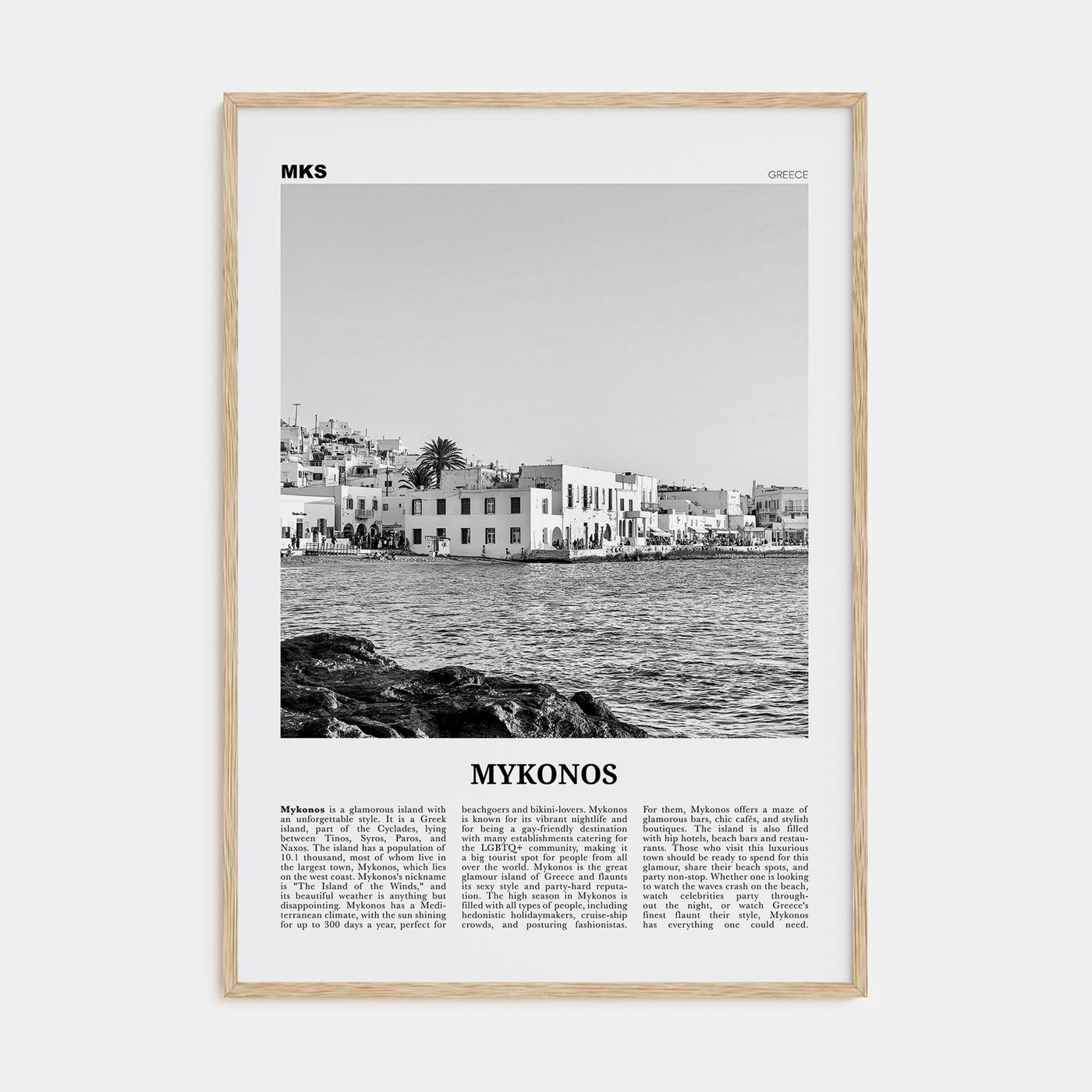 Mykonos Travel B&W Poster