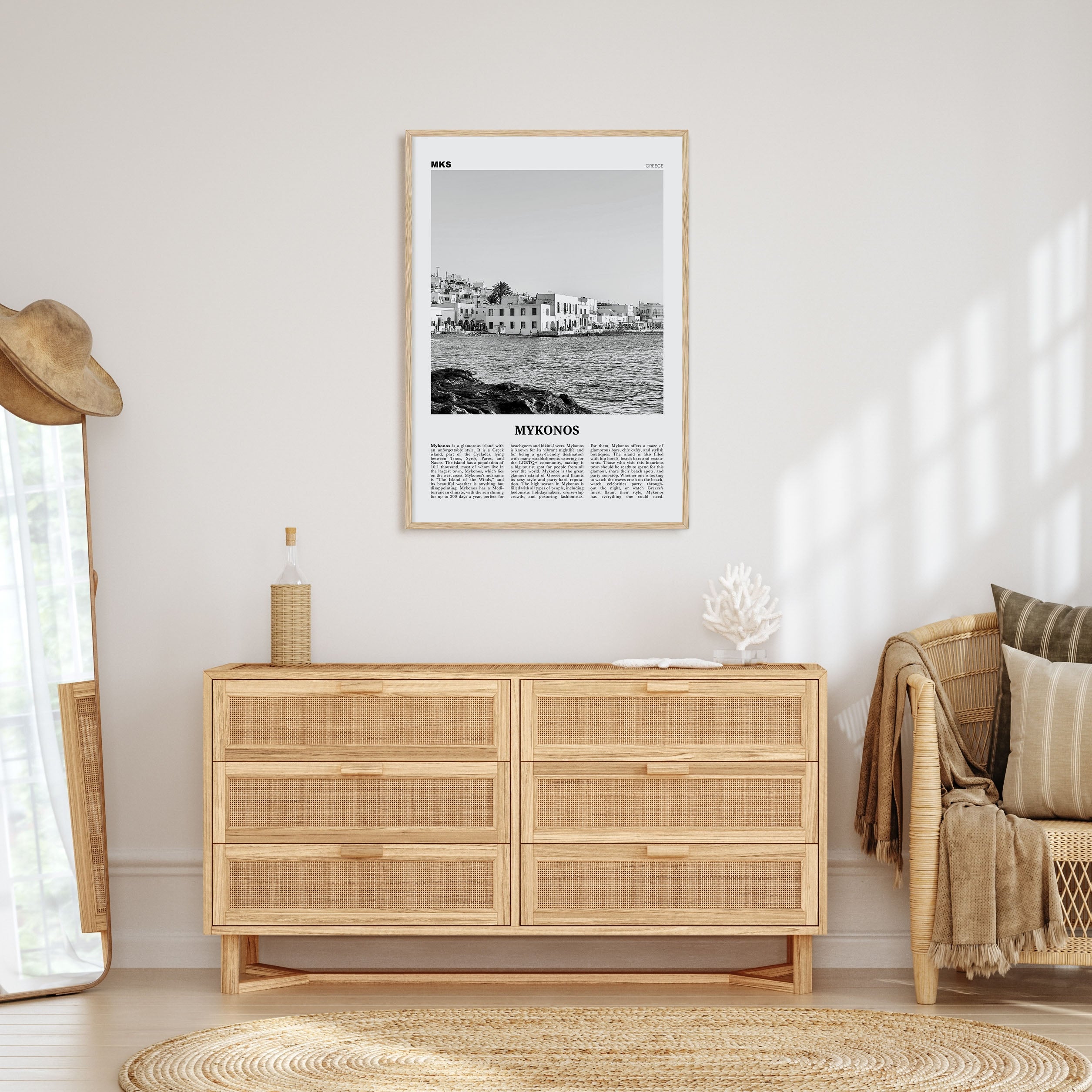 Mykonos Travel B&W Poster