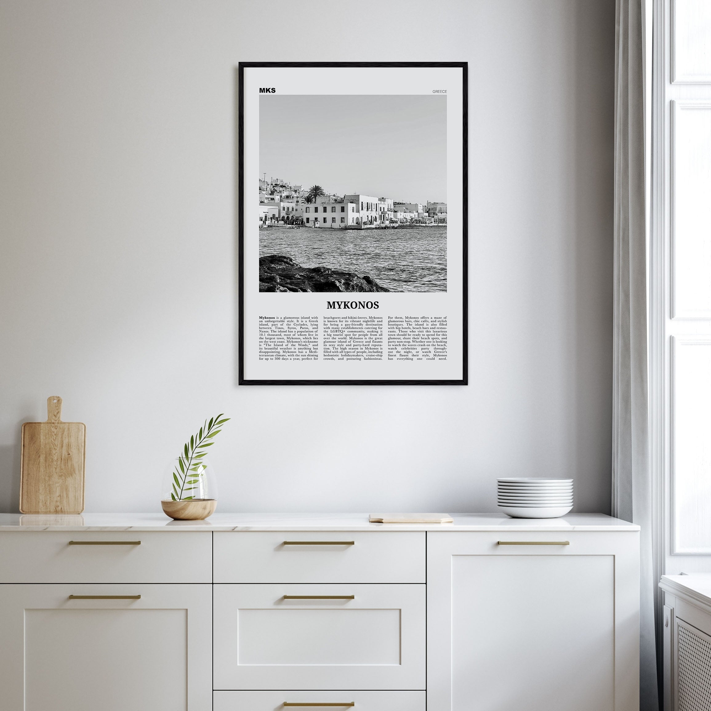 Mykonos Travel B&W Poster