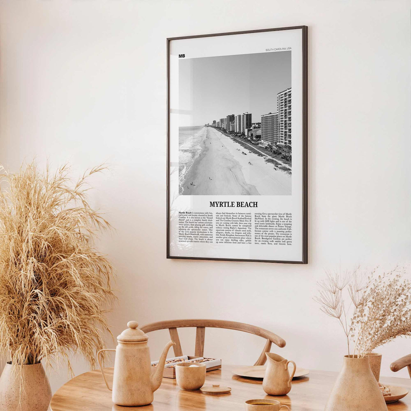 Myrtle Beach Print Black and White, Myrtle Beach Wall Art, Myrtle Beach Poster, Myrtle Beach Photo, Myrtle Beach Map, South Carolina, USA