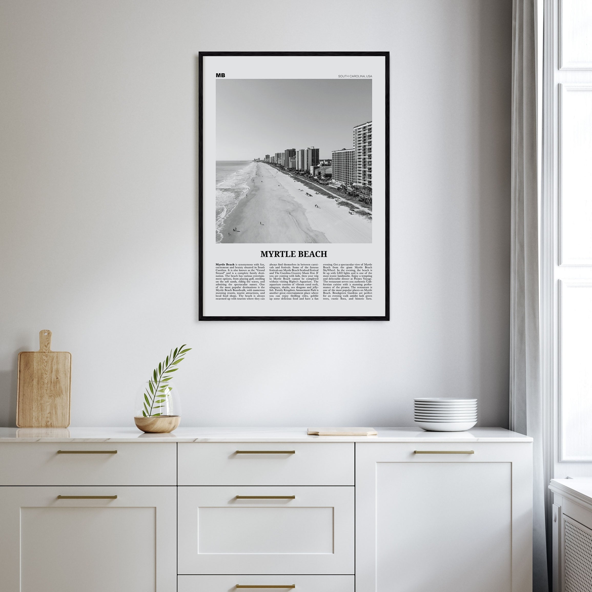 Myrtle Beach Travel B&W Poster