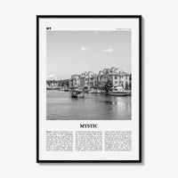 Mystic Print Black and White, Mystic Wall Art, Mystic Poster, Mystic Photo, Mystic Wall Décor, Mystic Map, Connecticut, USA