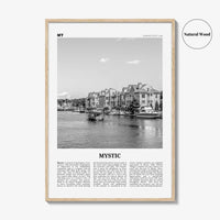 Mystic Print Black and White, Mystic Wall Art, Mystic Poster, Mystic Photo, Mystic Wall Décor, Mystic Map, Connecticut, USA