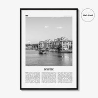 Mystic Print Black and White, Mystic Wall Art, Mystic Poster, Mystic Photo, Mystic Wall Décor, Mystic Map, Connecticut, USA