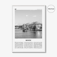 Mystic Print Black and White, Mystic Wall Art, Mystic Poster, Mystic Photo, Mystic Wall Décor, Mystic Map, Connecticut, USA