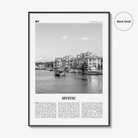 Mystic Print Black and White, Mystic Wall Art, Mystic Poster, Mystic Photo, Mystic Wall Décor, Mystic Map, Connecticut, USA