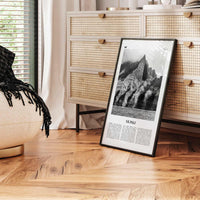 Na Pali Print Black and White, Nā Pali Wall Art, Nā Pali Poster, Nā Pali Photo, Nā Pali Wall Décor, Nā Pali Map, Hawaii, USA