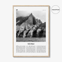 Na Pali Print Black and White, Nā Pali Wall Art, Nā Pali Poster, Nā Pali Photo, Nā Pali Wall Décor, Nā Pali Map, Hawaii, USA