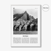 Na Pali Print Black and White, Nā Pali Wall Art, Nā Pali Poster, Nā Pali Photo, Nā Pali Wall Décor, Nā Pali Map, Hawaii, USA