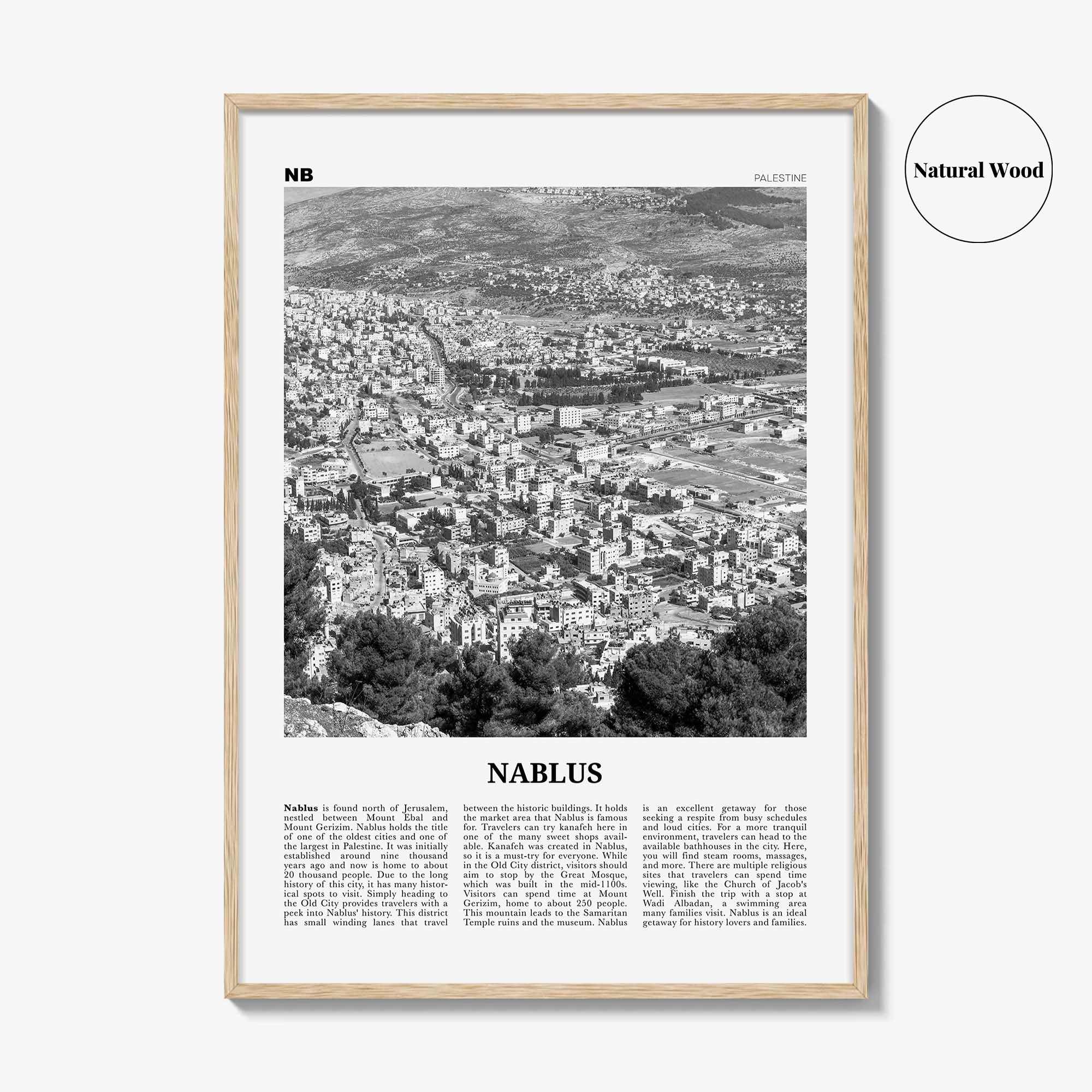Nablus Print Black and White, Nablus Wall Art, Nablus Poster, Nablus Photo, Nablus Wall Décor, Nablus Map, Palestine