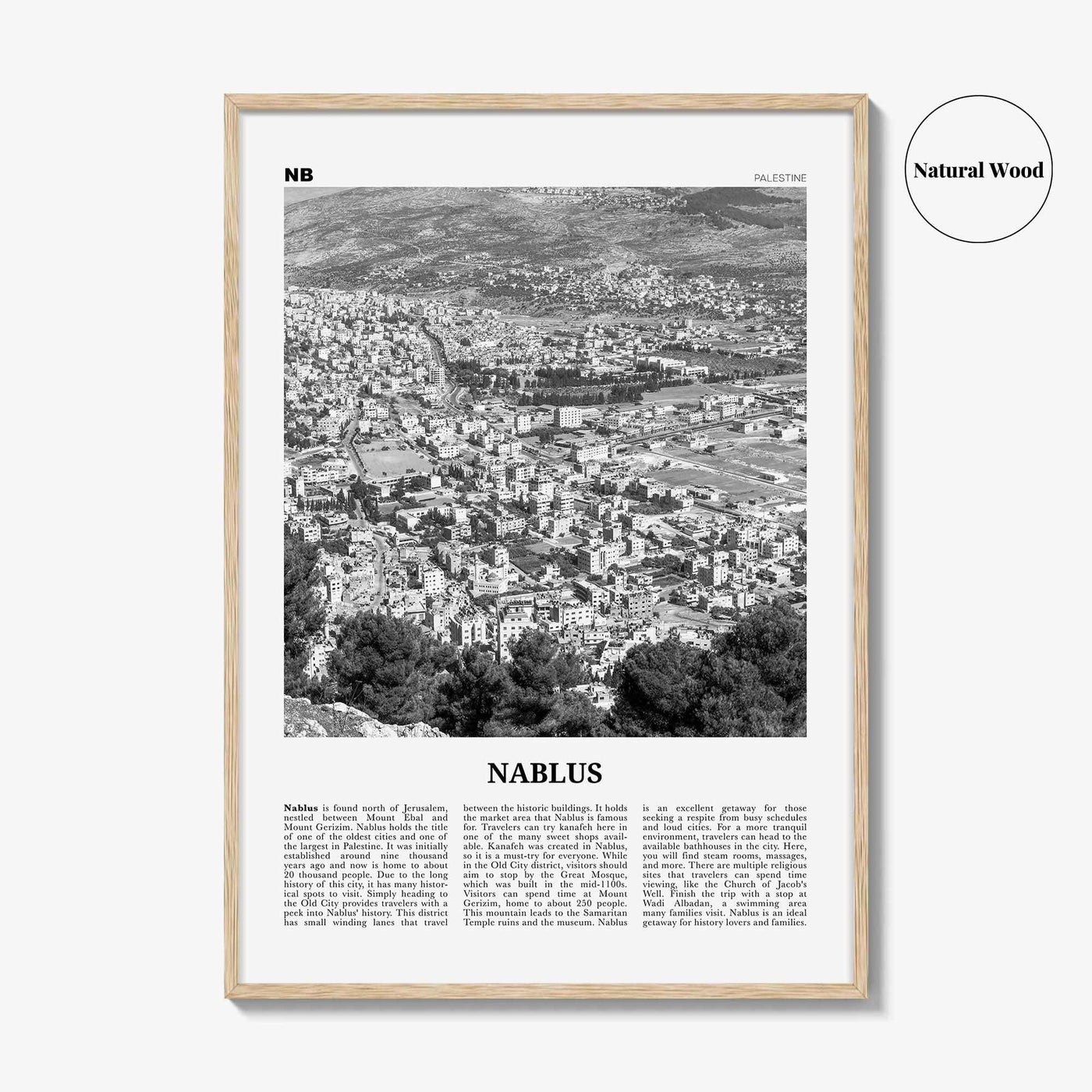 Nablus Print Black and White, Nablus Wall Art, Nablus Poster, Nablus Photo, Nablus Wall Décor, Nablus Map, Palestine