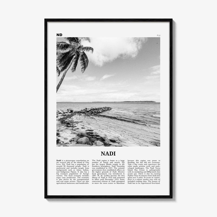 Nadi Print Black and White, Nadi Wall Art, Nadi Poster, Nadi Photo, Nadi Wall Décor, Nadi Map, Fiji