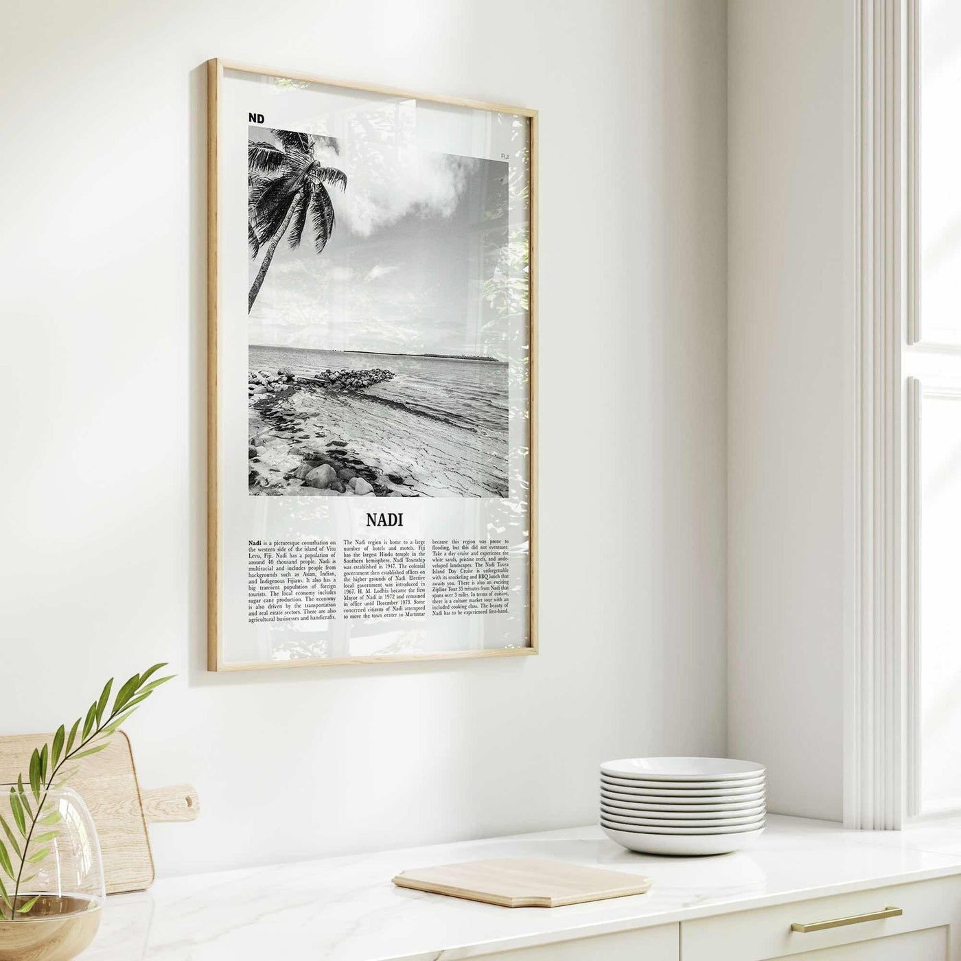 Nadi Print Black and White, Nadi Wall Art, Nadi Poster, Nadi Photo, Nadi Wall Décor, Nadi Map, Fiji