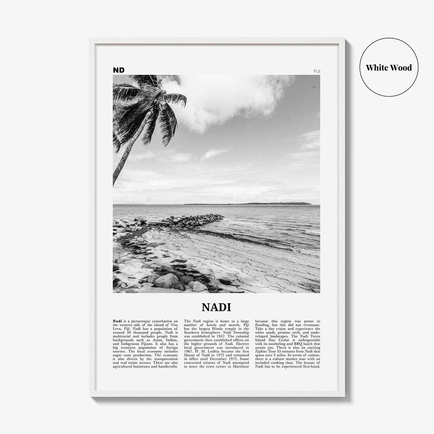 Nadi Print Black and White, Nadi Wall Art, Nadi Poster, Nadi Photo, Nadi Wall Décor, Nadi Map, Fiji
