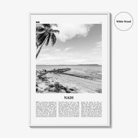 Nadi Print Black and White, Nadi Wall Art, Nadi Poster, Nadi Photo, Nadi Wall Décor, Nadi Map, Fiji