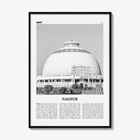 Nagpur Print Black and White, Nagpur Wall Art, Nagpur Poster, Nagpur Photo, Nagpur Wall Décor, Nagpur Map, India
