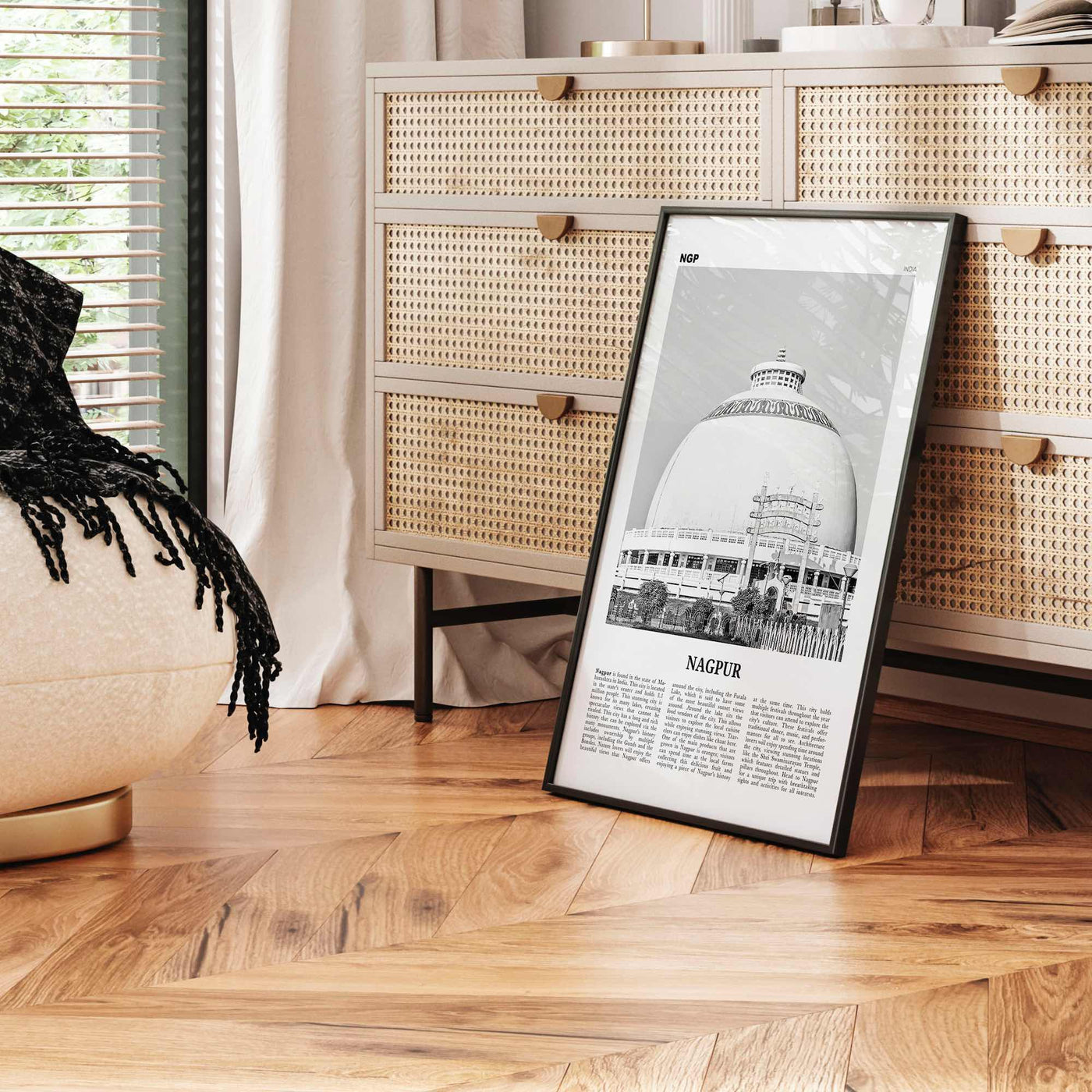 Nagpur Print Black and White, Nagpur Wall Art, Nagpur Poster, Nagpur Photo, Nagpur Wall Décor, Nagpur Map, India