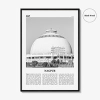 Nagpur Print Black and White, Nagpur Wall Art, Nagpur Poster, Nagpur Photo, Nagpur Wall Décor, Nagpur Map, India