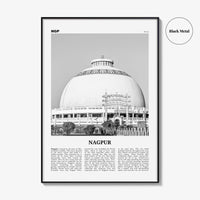 Nagpur Print Black and White, Nagpur Wall Art, Nagpur Poster, Nagpur Photo, Nagpur Wall Décor, Nagpur Map, India