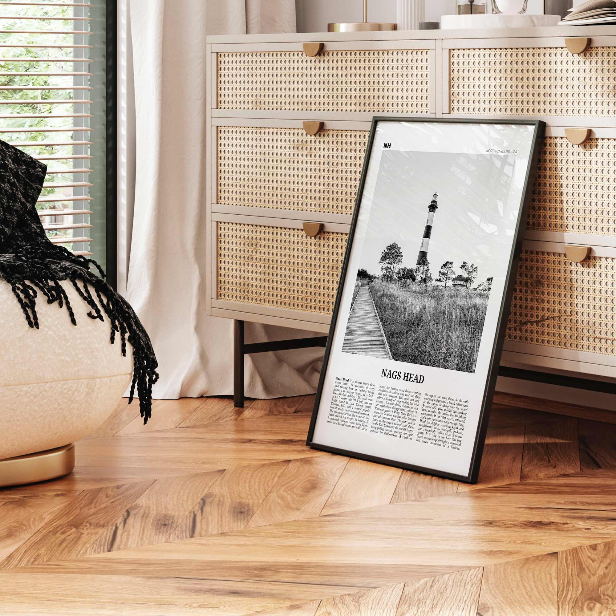 Nags Head Print Black and White, Nags Head Wall Art, Nags Head Poster, Nags Head Photo, Nags Head Décor, North Carolina, USA, United States