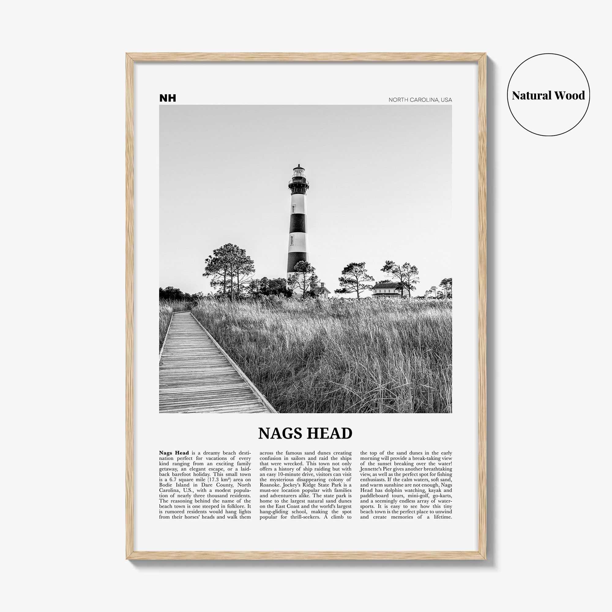Nags Head Print Black and White, Nags Head Wall Art, Nags Head Poster, Nags Head Photo, Nags Head Décor, North Carolina, USA, United States