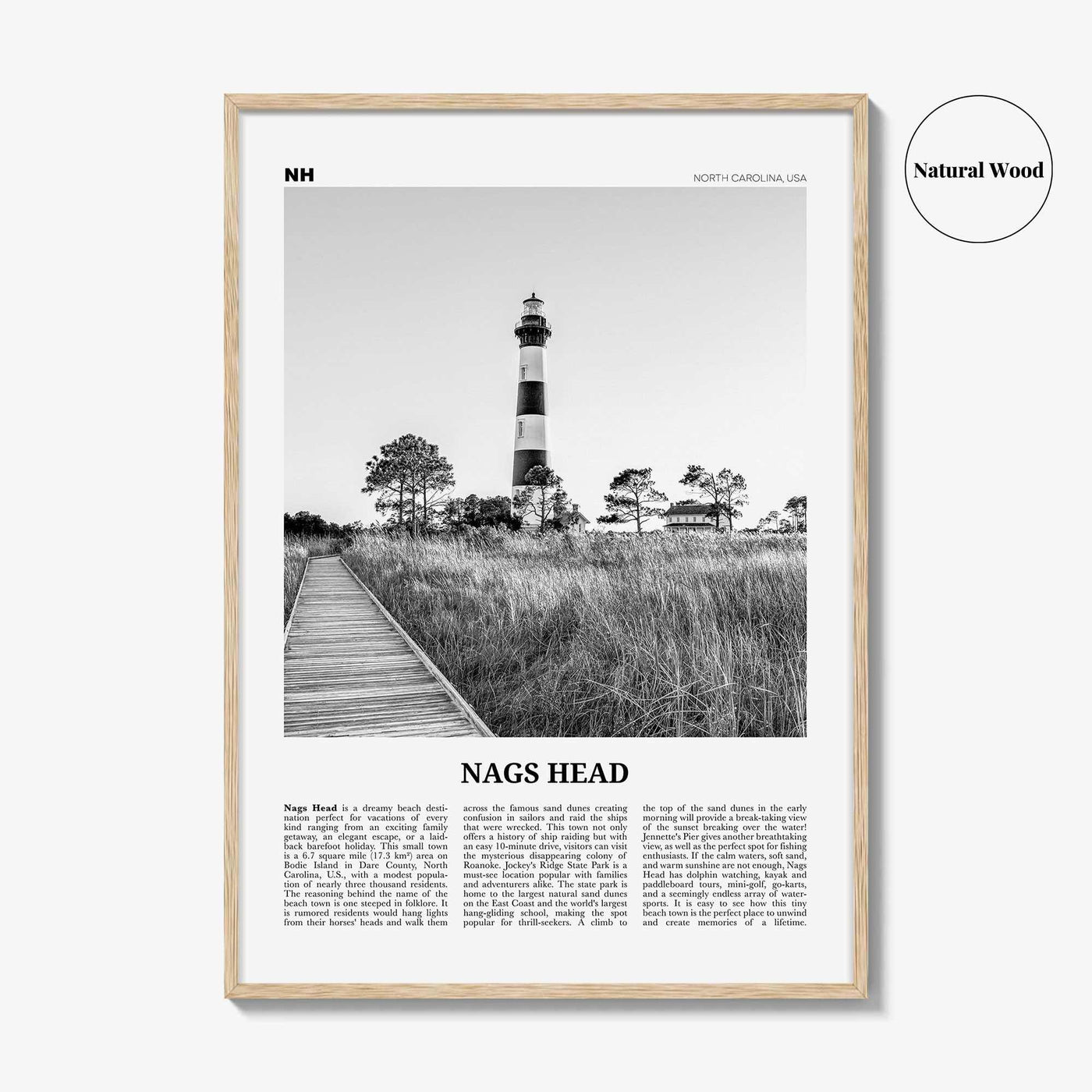 Nags Head Print Black and White, Nags Head Wall Art, Nags Head Poster, Nags Head Photo, Nags Head Décor, North Carolina, USA, United States