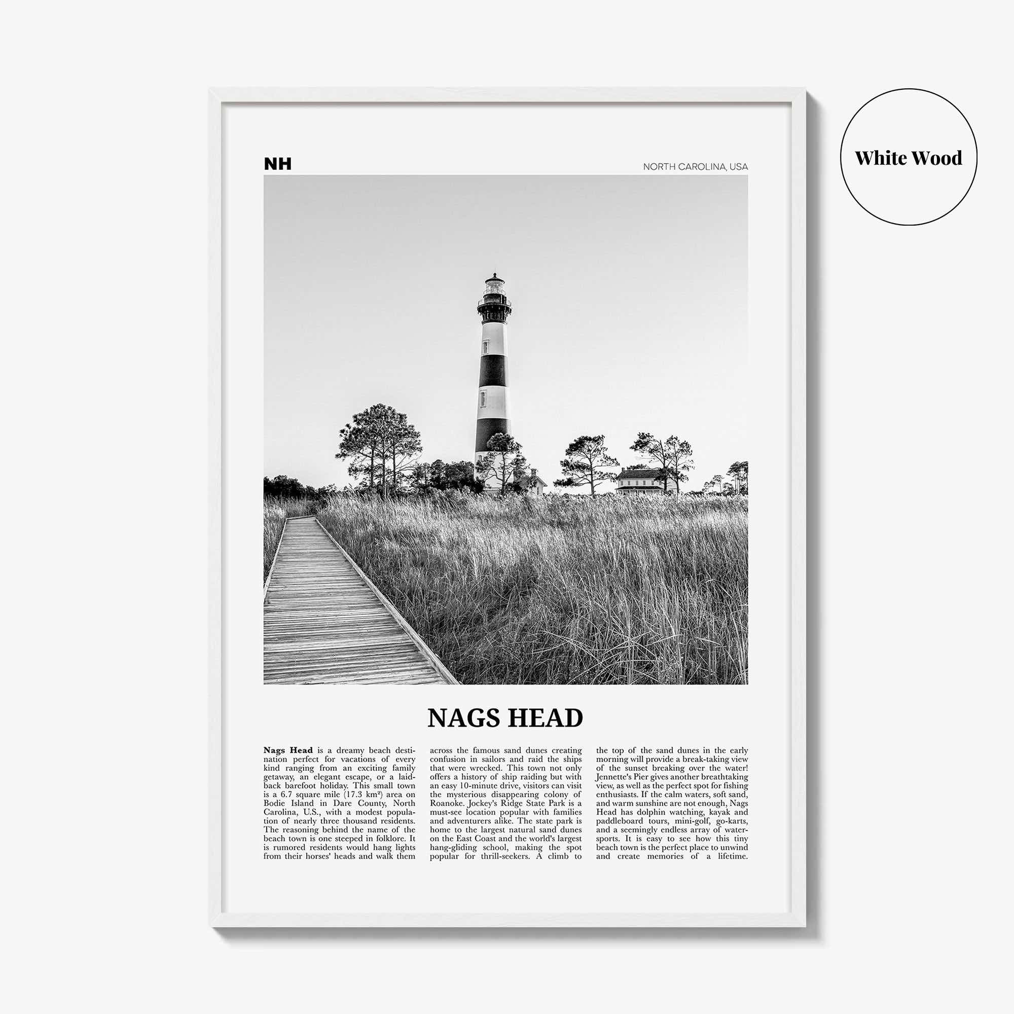 Nags Head Print Black and White, Nags Head Wall Art, Nags Head Poster, Nags Head Photo, Nags Head Décor, North Carolina, USA, United States
