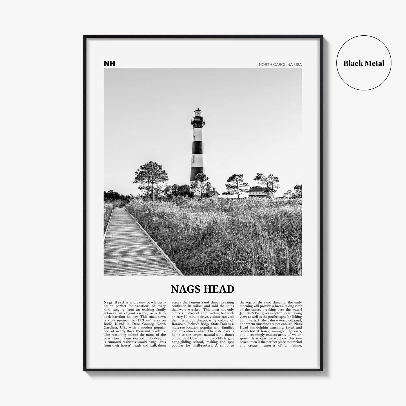 Nags Head Print Black and White, Nags Head Wall Art, Nags Head Poster, Nags Head Photo, Nags Head Décor, North Carolina, USA, United States