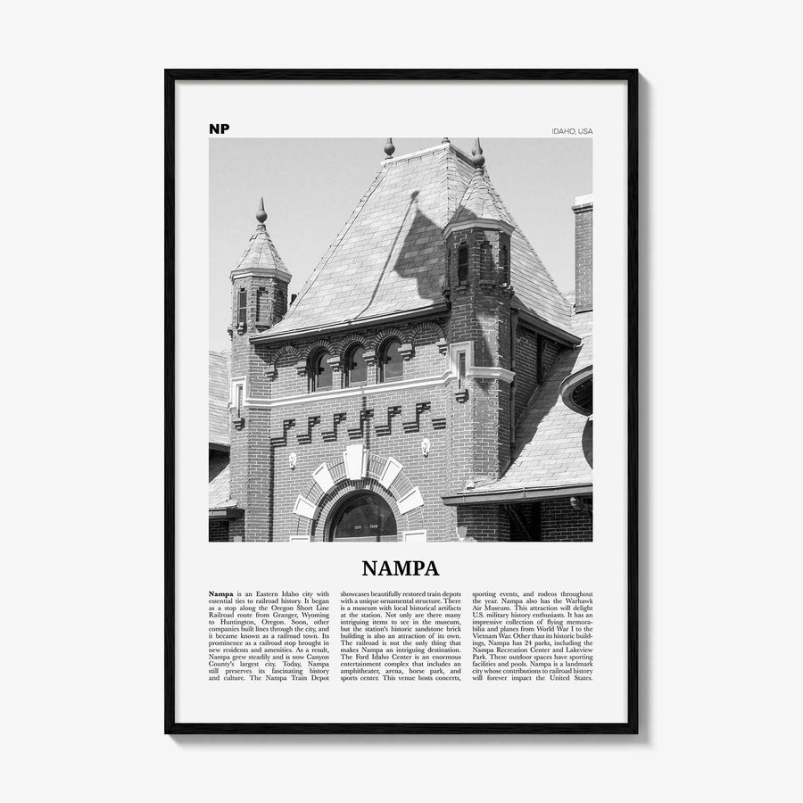 Nampa Print Black and White, Nampa Wall Art, Nampa Poster, Nampa Photo, Nampa Wall Décor, Nampa Map, Idaho, USA