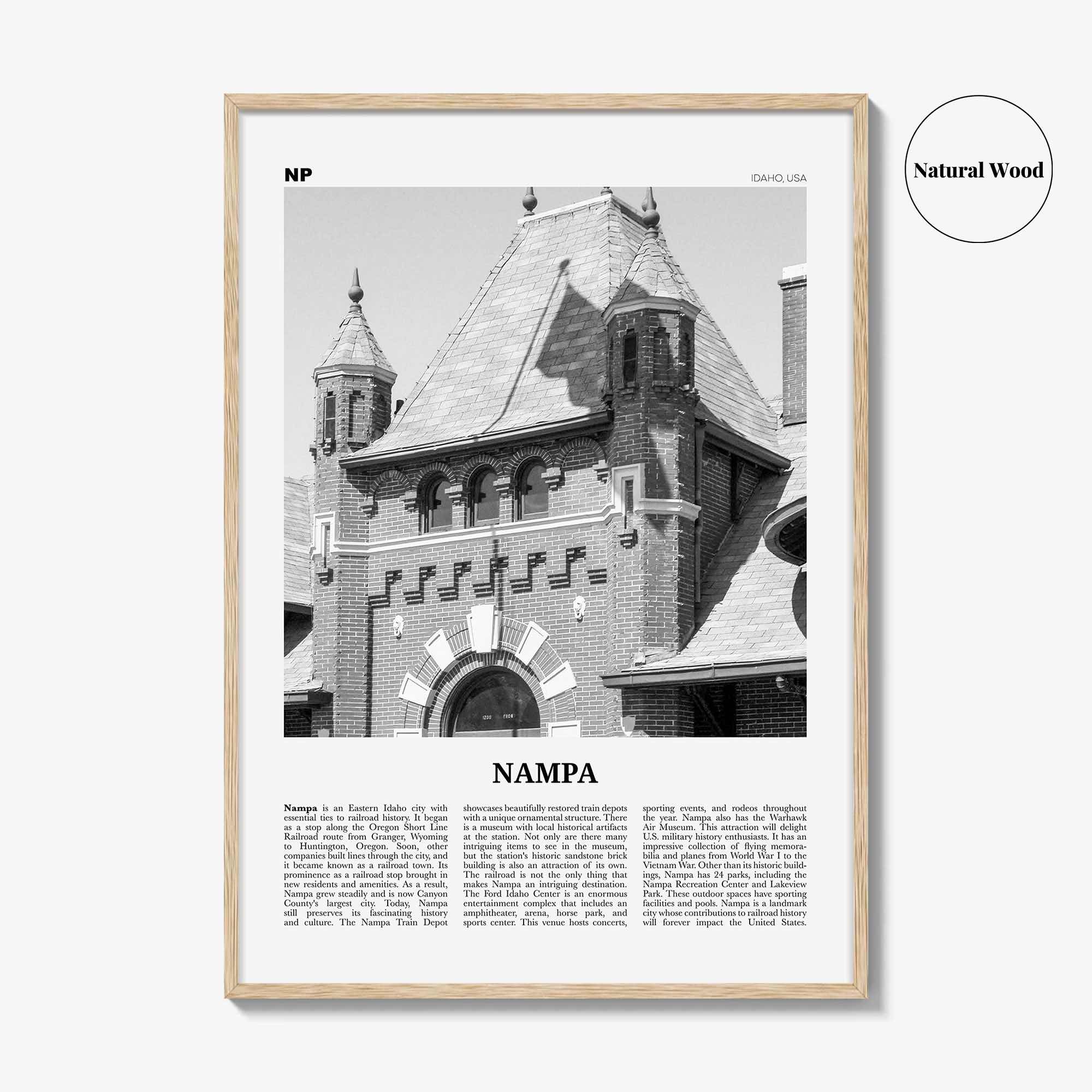 Nampa Print Black and White, Nampa Wall Art, Nampa Poster, Nampa Photo, Nampa Wall Décor, Nampa Map, Idaho, USA