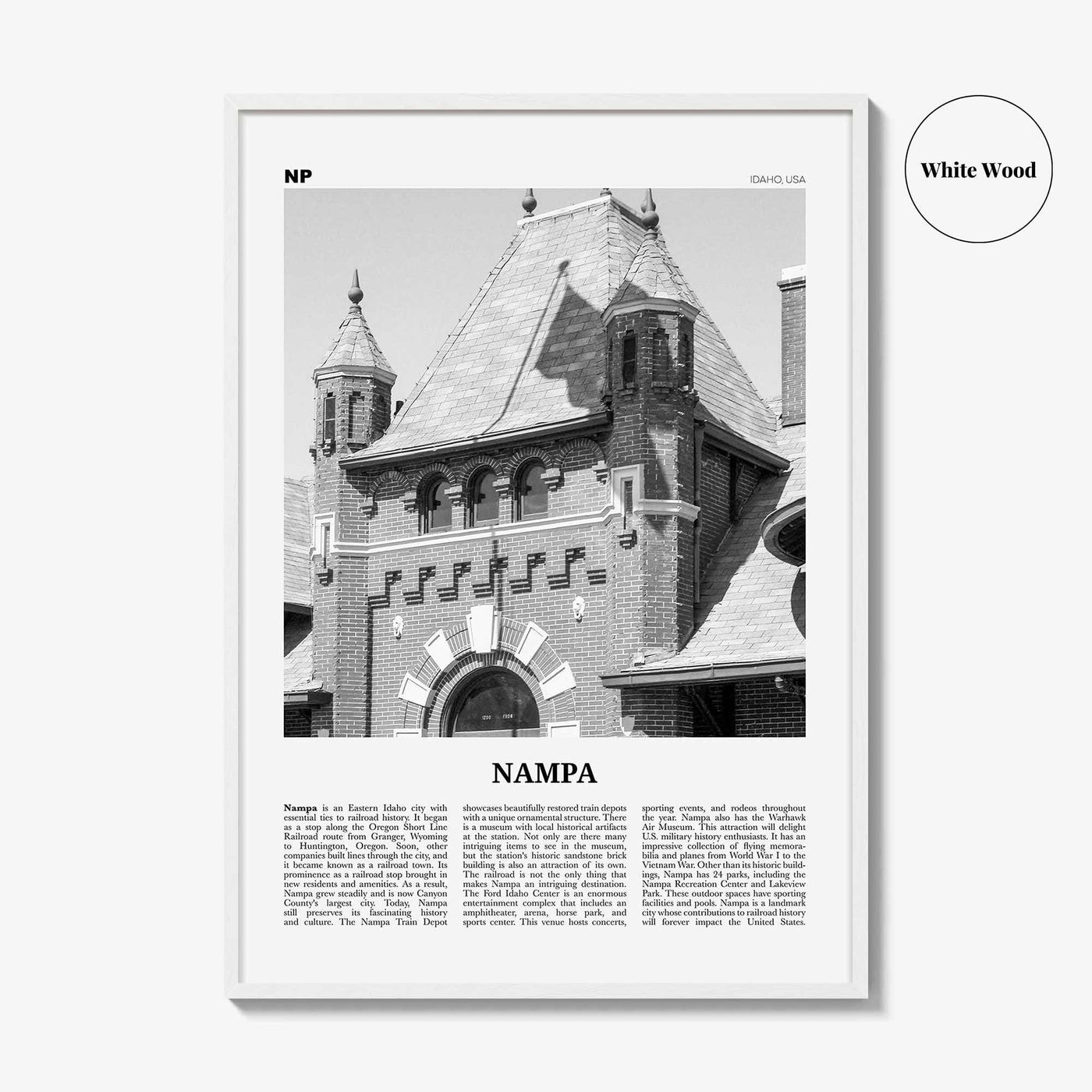Nampa Print Black and White, Nampa Wall Art, Nampa Poster, Nampa Photo, Nampa Wall Décor, Nampa Map, Idaho, USA