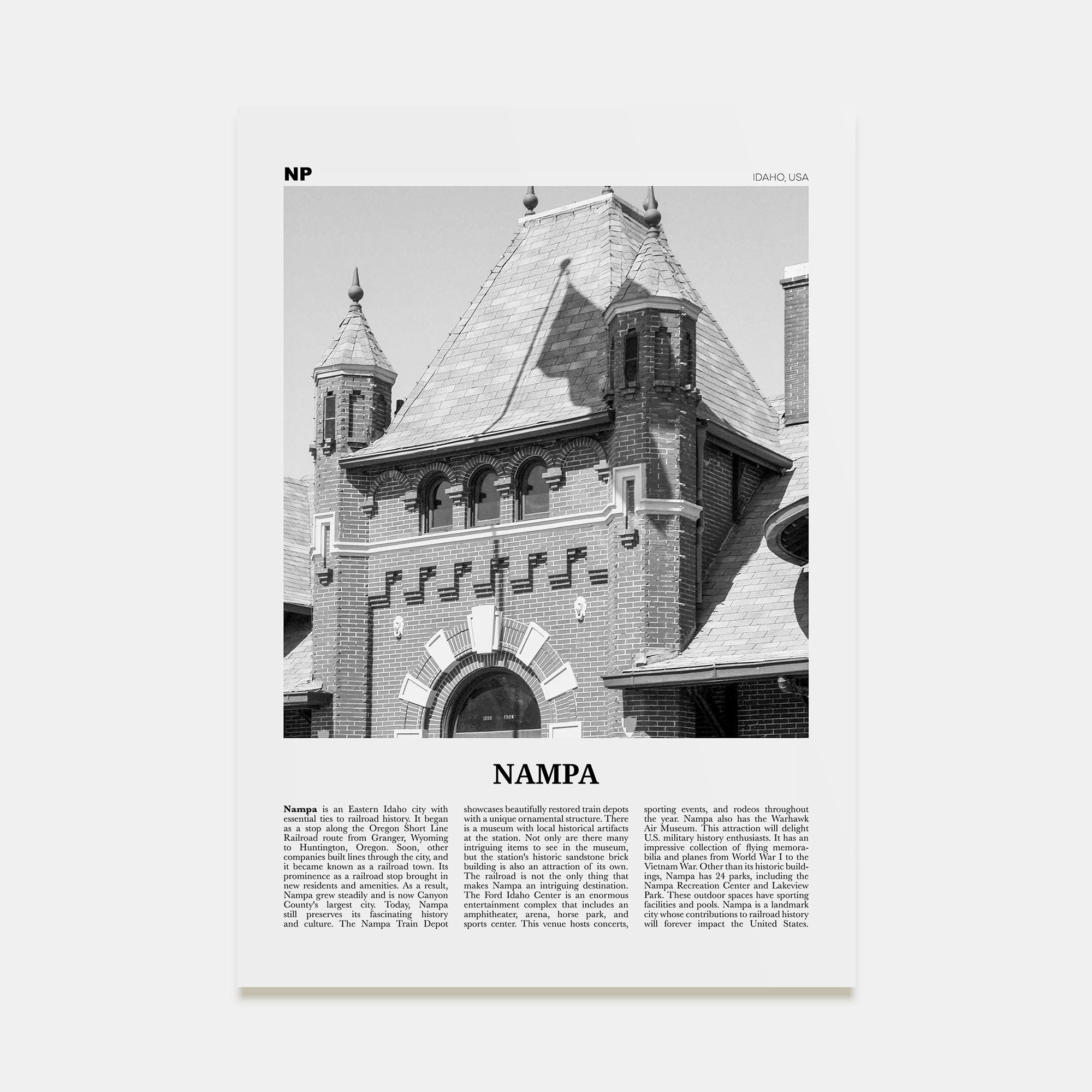 Nampa Travel B&W Poster