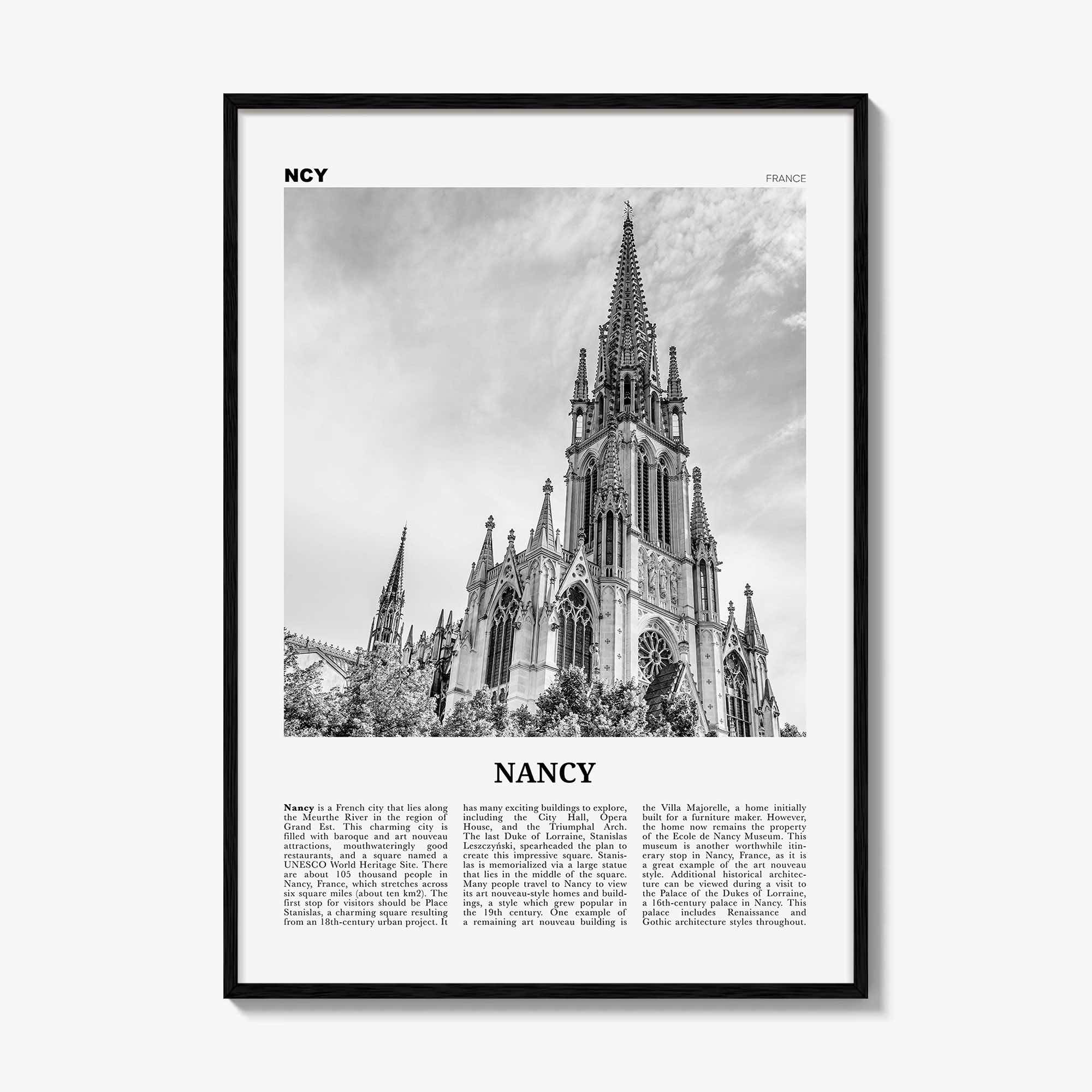 Nancy Print Black and White, Nancy Wall Art, Nancy Poster, Nancy Photo, Nancy Wall Décor, Nancy Map, France