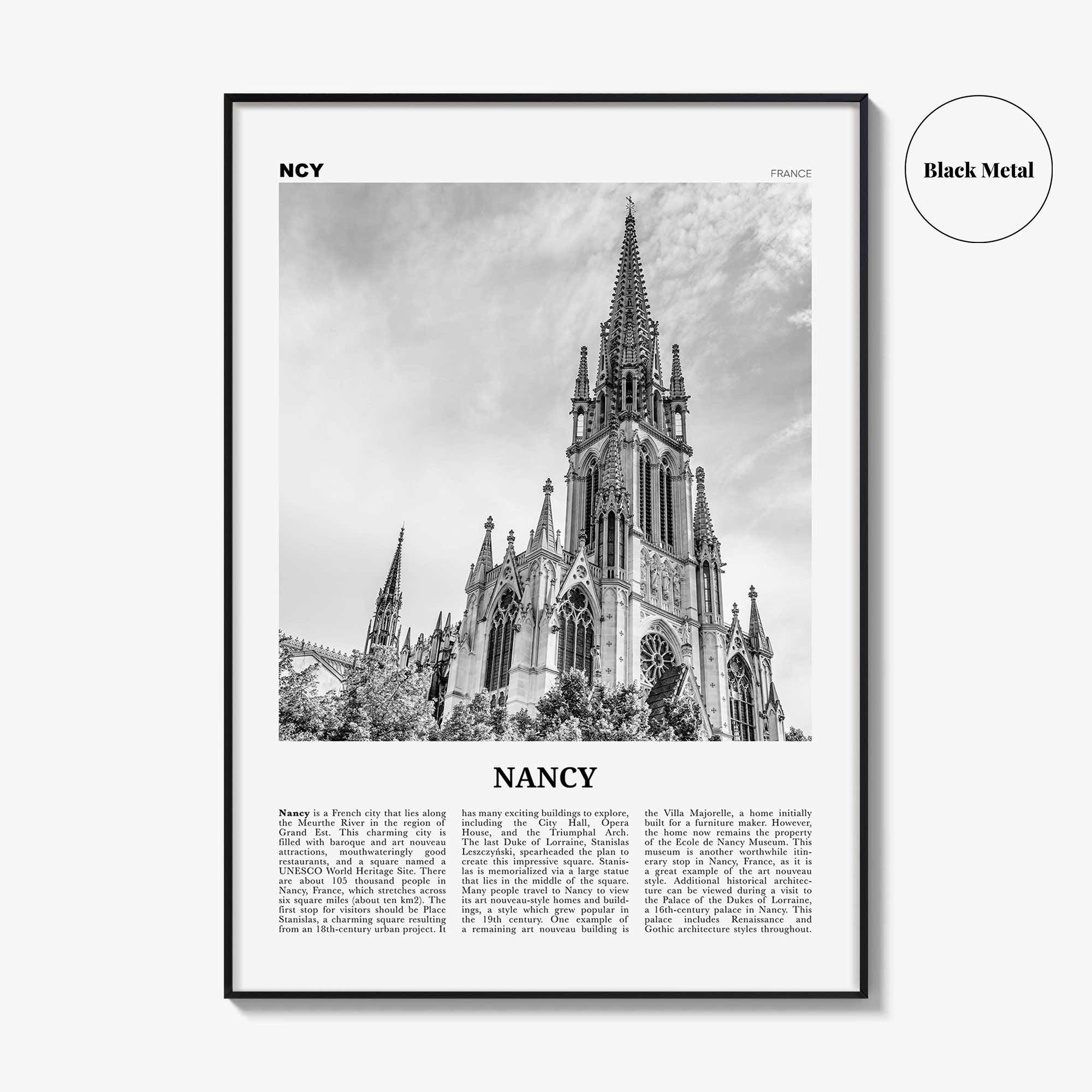 Nancy Print Black and White, Nancy Wall Art, Nancy Poster, Nancy Photo, Nancy Wall Décor, Nancy Map, France