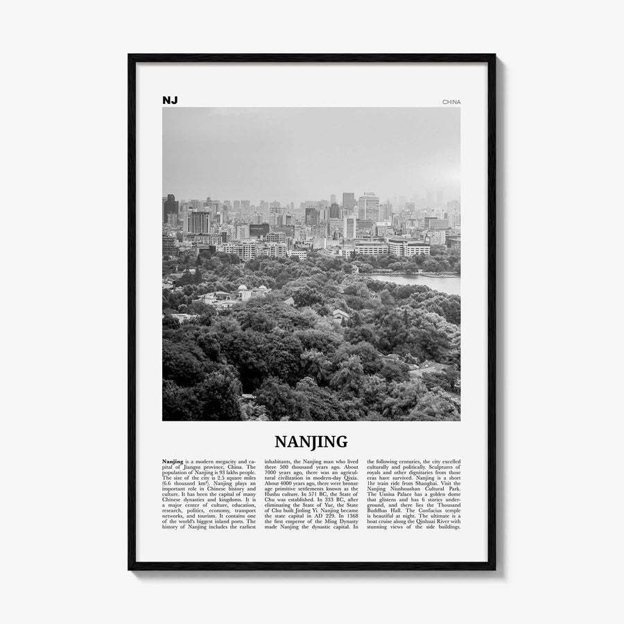 Nanjing Print Black and White, Nanjing Wall Art, Nanjing Poster, Nanjing Photo, Nanjing Wall Décor, Nanjing Map, China