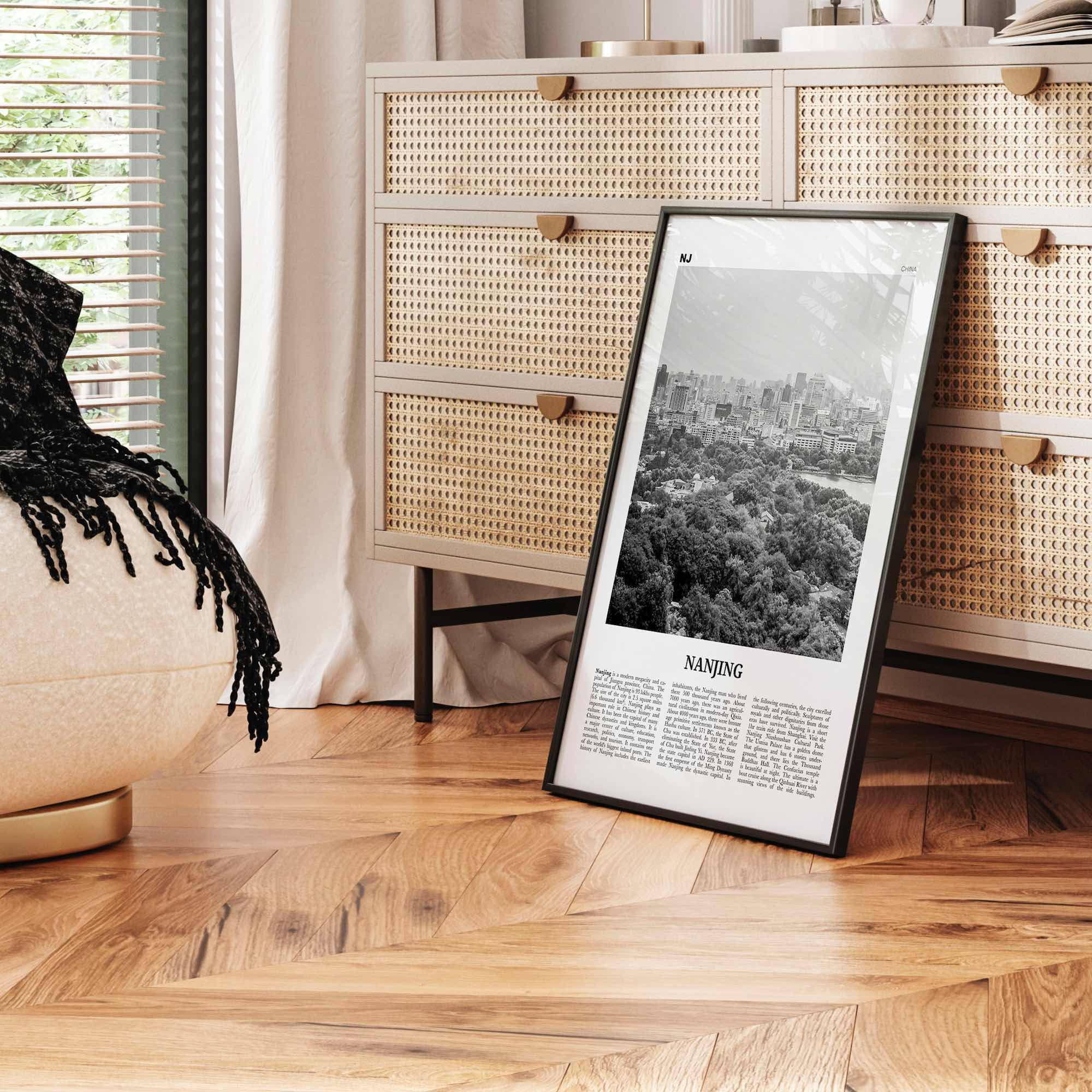 Nanjing Print Black and White, Nanjing Wall Art, Nanjing Poster, Nanjing Photo, Nanjing Wall Décor, Nanjing Map, China