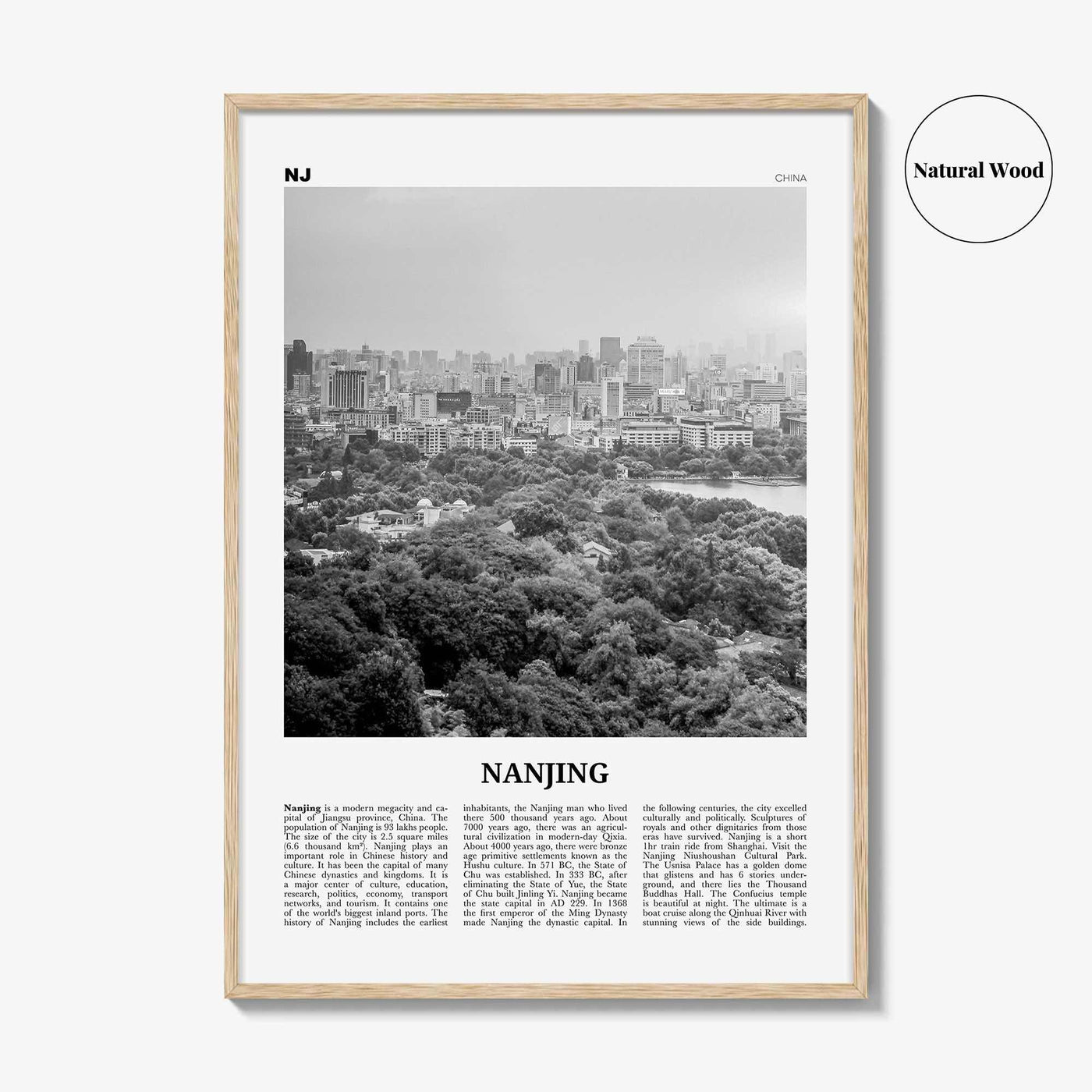 Nanjing Print Black and White, Nanjing Wall Art, Nanjing Poster, Nanjing Photo, Nanjing Wall Décor, Nanjing Map, China