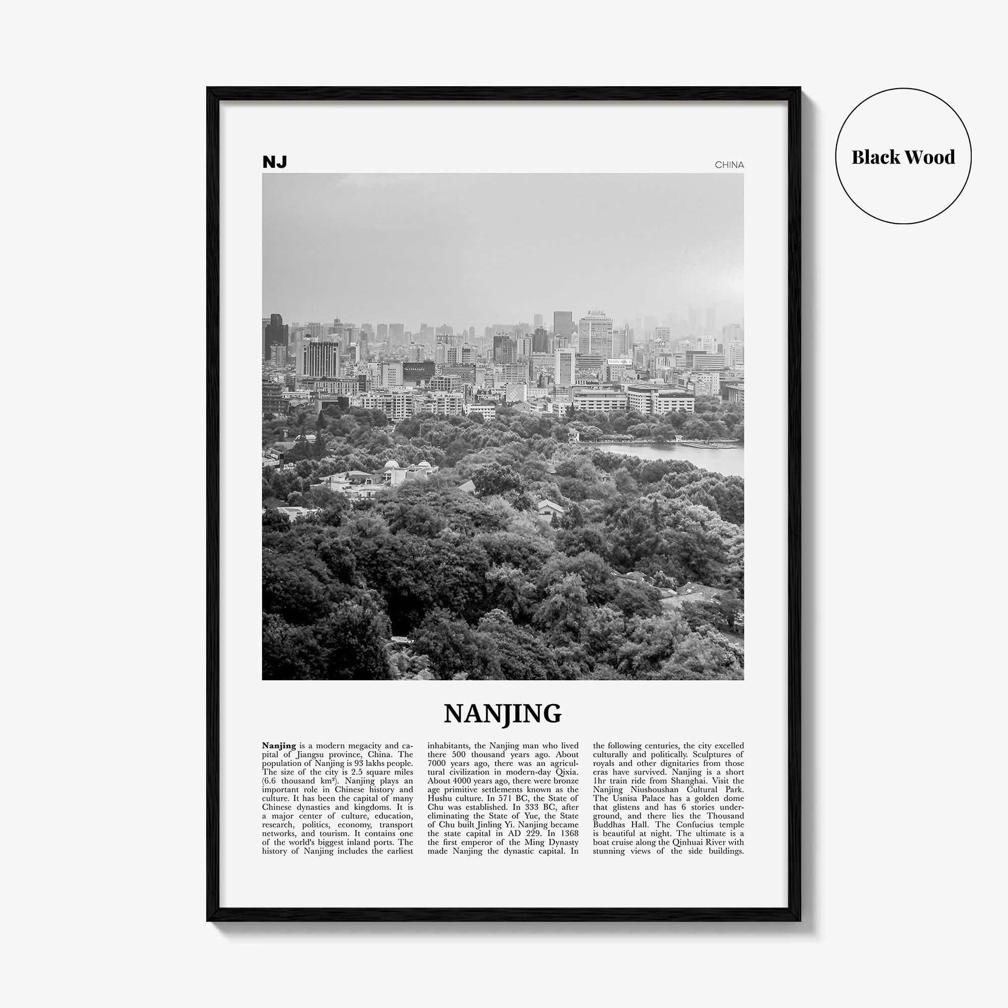 Nanjing Print Black and White, Nanjing Wall Art, Nanjing Poster, Nanjing Photo, Nanjing Wall Décor, Nanjing Map, China