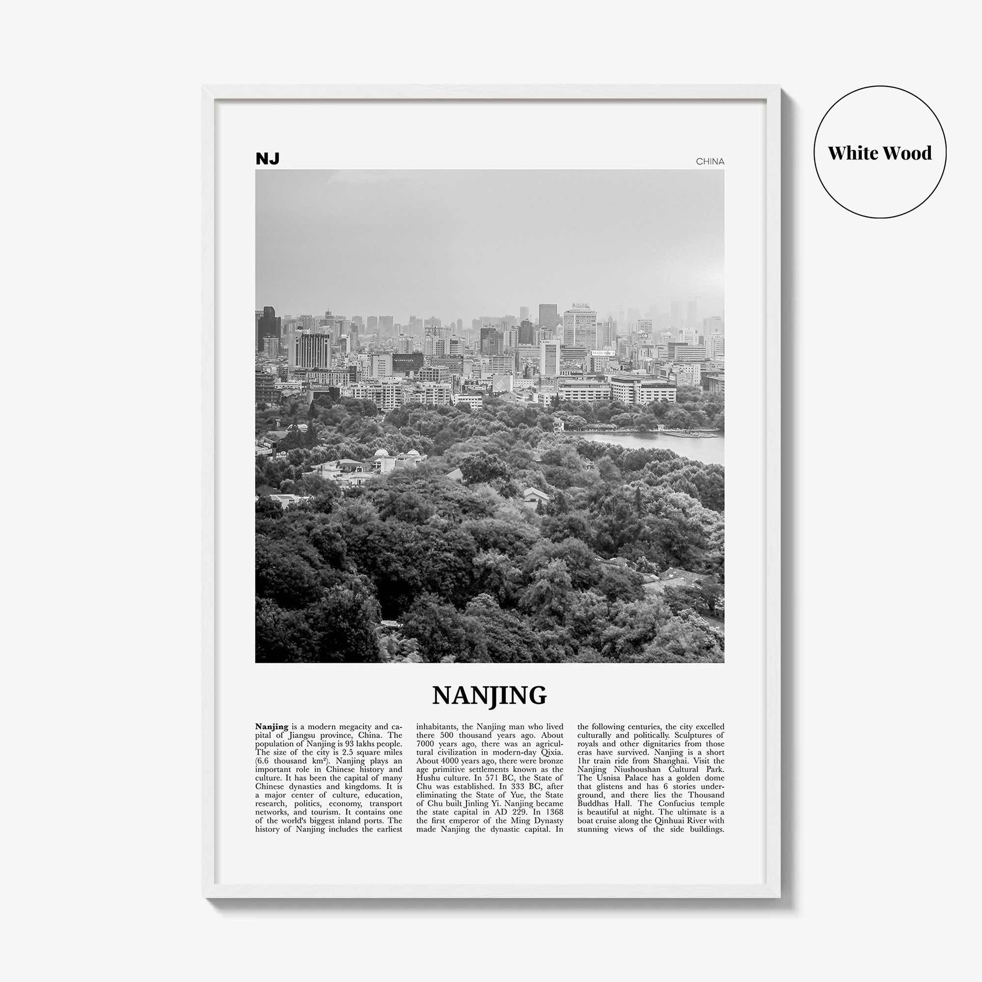 Nanjing Print Black and White, Nanjing Wall Art, Nanjing Poster, Nanjing Photo, Nanjing Wall Décor, Nanjing Map, China