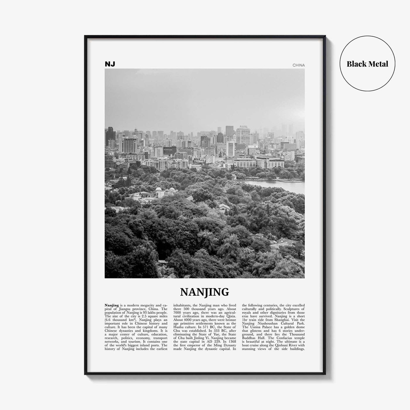 Nanjing Print Black and White, Nanjing Wall Art, Nanjing Poster, Nanjing Photo, Nanjing Wall Décor, Nanjing Map, China